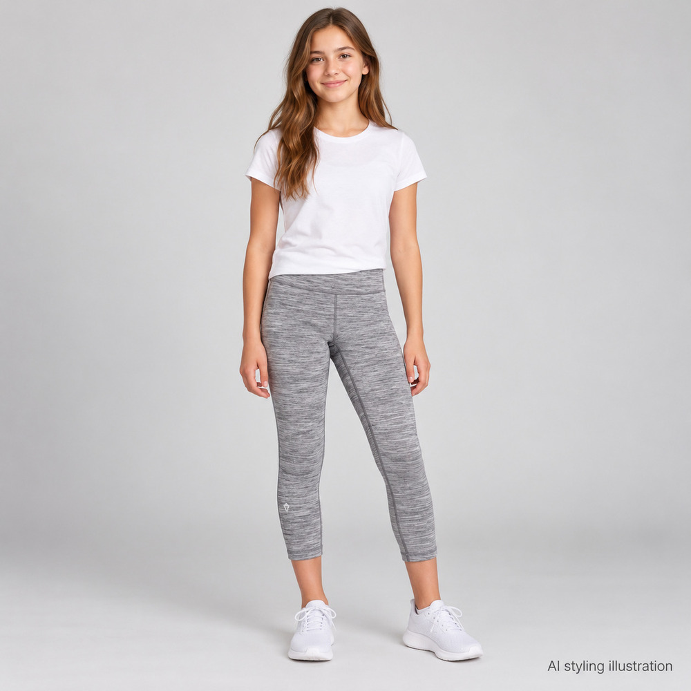 ivivva Girls Gray Space Dye Cropped Leggings Size 14